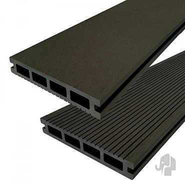 DuoWood vlonderplank Bfl houtcomposiet FSC 25x160x4000mm kleur Antraciet ribbel profiel /vlak ~