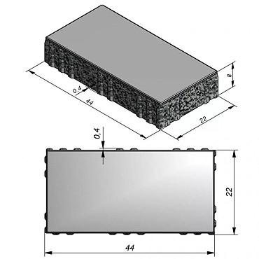 Flex Fusion Gris Naturel 44x22x8 cm. 4 mm. nok 1/1 facet ~