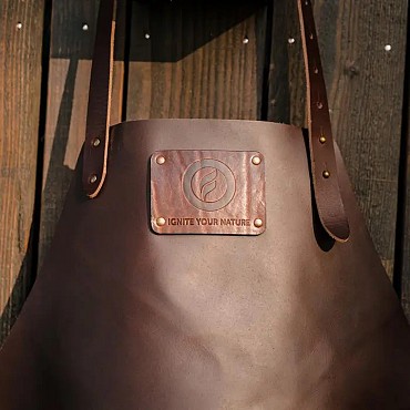 Cooking leather apron leer Ø60x80 cm. ~
