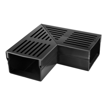 U-Drain afvoergoot WaterWijs 5-10-X hoekstuk zwart ~