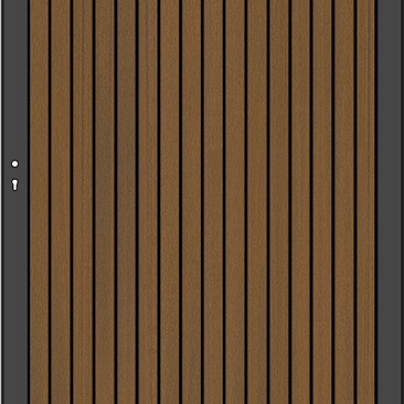 NTW Premium deur met alu frame verticaal Triple Teak/zwart 97x186 cm. ~