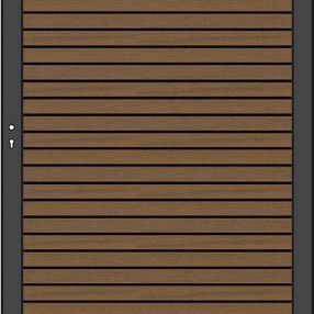 NTW Premium deur met alu frame horizontaal Triple Teak/zwart 97x186 cm. ~