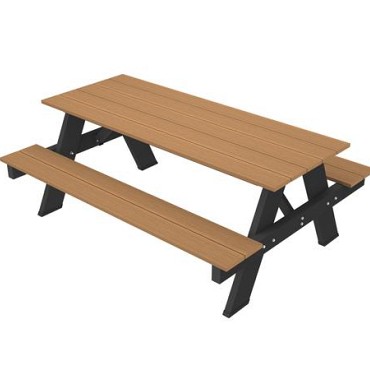 NTW picknicktafel met zwart onderstel bladmaat 180x70 cm. Teak ~