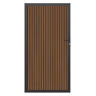 NTW deur met alu frame verticaal Triple Teak/zwart 100x195 cm. ~