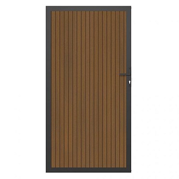 NTW deur met alu frame verticaal Triple Teak 100x195 cm. ~