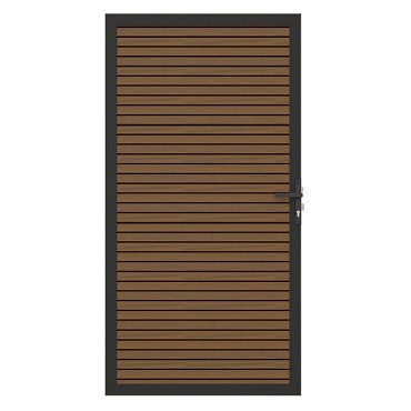 NTW deur met alu frame horizontaal Triple Teak/zwart 100x195 cm. ~
