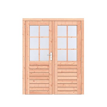 Douglas 1-ruits dubbele deur Prestige 168x209 cm. scharnieren RVS beslag onbehandeld. ~