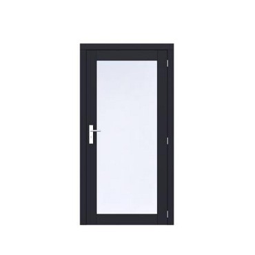 Vuren Volglas enkele deur Prestige 108x209 cm. rechtsdraaiend scharnieren RVS beslag zwart gecoat. ~