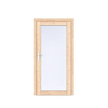 Vuren Volglas enkele deur Prestige 108x209 cm. rechtsdraaiend scharnieren RVS beslag onbehandeld. ~