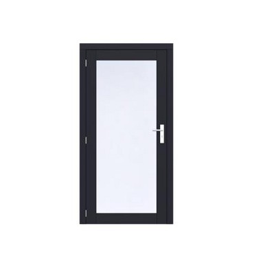 Vuren Volglas enkele deur Prestige 108x209 cm. linksdraaiend scharnieren RVS beslag zwart gecoat. ~