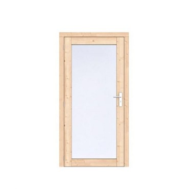 Vuren Volglas enkele deur Prestige 108x209 cm. linksdraaiend scharnieren RVS beslag onbehandeld. ~