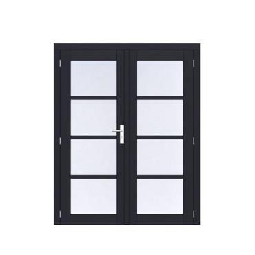 Vuren Volglas dubbele deur Prestige 168x209 cm. scharnieren RVS beslag zwart gecoat. ~
