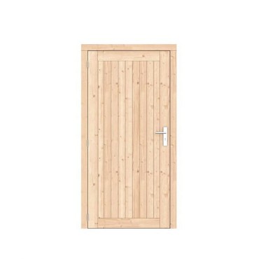 Vuren dichte enkele deur Prestige 108x209 cm. linksdraaiend scharnieren RVS beslag onbehandeld. ~