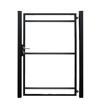 Staalverzinkt poortvleugelpakket Hybide rechtsdraaiend inclusief staanders 115x185x4 cm. zwart gepoedercoat RAL9005 ~