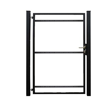 Staalverzinkt poortvleugelpakket Hybide linksdraaiend inclusief staanders 115x185x4 cm. zwart gepoedercoat RAL9005 ~