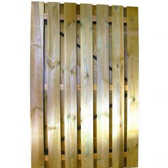 Grenen geschaafde plankendeur op verstelbaar zwart stalen frame 120x195 cm. recht groen geïmpregneerd. ~