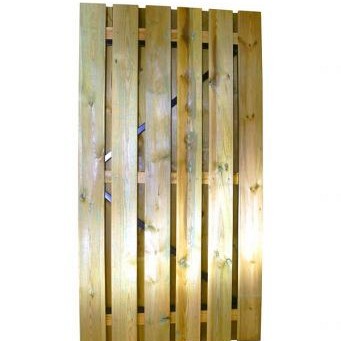 Grenen geschaafde plankendeur op verstelbaar zwart stalen frame 100x195 cm. recht groen geïmpregneerd. ~