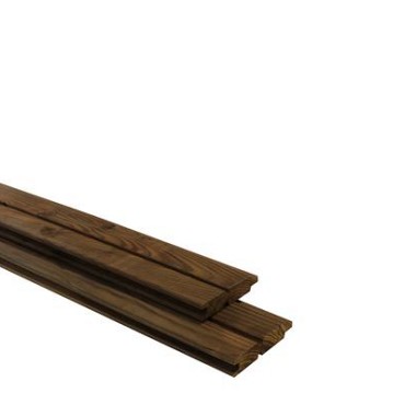 Douglas geschaafd 2-zijdig dubbel rhombus profielplank 2,7x14,5x224 cm. bruin geimpregneerd ~