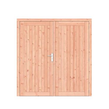Douglas dichte dubbele deur Prestige 201x209 cm. scharnieren RVS beslag onbehandeld. ~
