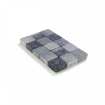 Kassei getrommeld 15x15x6 Grijs-Zwart ~