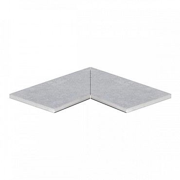 Keramiek 20 mm binnenhoek uit 2 stukken 60x30 cm 180° cm opgerond ~