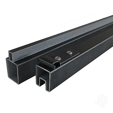 Elephant onder- en bovenregel M&M/ModRh aluminium 20x25x1800mm (2 stuks) zwart incl tie-clips ~