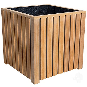 Elephant plantenbak Stripes Black hardhout FSC 500x500x500mm naturel/zwart incl folie binnenzijd> ~