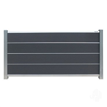 Elephant schutting Modular Evo houtcomposiet 180x97 cm Rock Grey, alu profielen ~