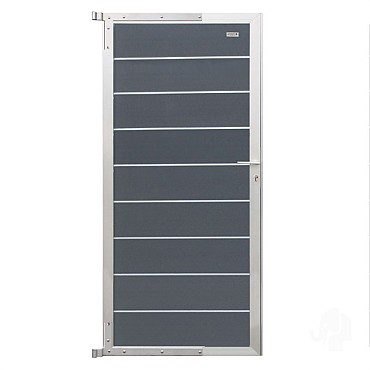 Elephant tuindeur Modular Evo houtcomposiet 90x195 cm Rock Grey, alu beslag ~