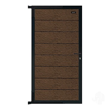 Elephant tuindeur Modular Evo houtcomposiet 180x90 cm Dark Brown, antraciet beslag ~