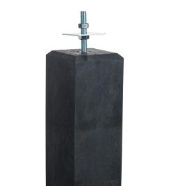 Betonpoer L 18x18x50 cm. antraciet met stelplaat en M20 draadeind ~