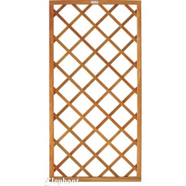 Hardhout FSC trellis recht met kader diagonaal 750x1800mm RVS bc ~