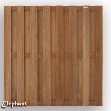 Keruing tuinscherm recht 15L 13mm 39x1800x1800mm V-groef / RVS bc ~