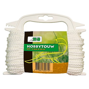 Hobbytouw wit 3 mm x 20 mtr ~