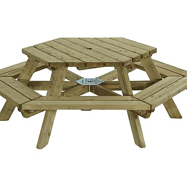 Picknicktafel zeshoek, 225cm ~