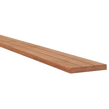 Hardhouten met v-groeven geprofileerd dekdeel, 2,8x19x305 cm. ~