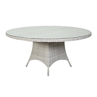 Doncaster	Dining Table met glasplaat 170 cm Ø Weathered Grey ~