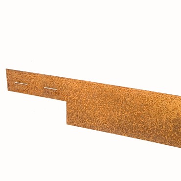 Mevosteel LxH 225x15,2 cm. Dikte 2 mm. ongecoat (Corten) incl. pennen ~