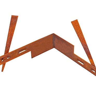 Mevosteel hoekstuk met 2 pennen in/outside 36,5x10,2 cm. ongecoat (Corten 2 mm) ~