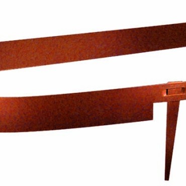 Mevosteel LxH 225x10,2 cm. Dikte 2 mm. ongecoat (Corten) incl. pennen ~