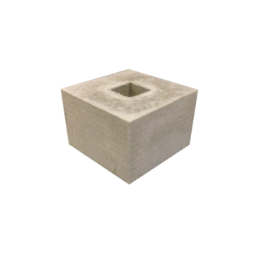 Poer grijs met gat of zonder gat, vierkant gat 4x4cm of rond gat 9cm - 30x30x20 cm. ~
