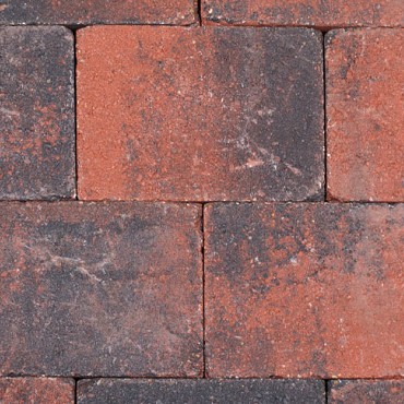 Kobbelstones getrommeld rood-zwart 28x21x7 cm. ~