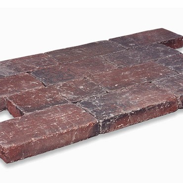 Kobbelstones getrommeld rood-zwart 42x21x7 cm. ~
