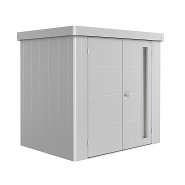berging Neo 1B dubbele deur, wand en dak zilvergrijs metallic (236x180x222 cm) ~