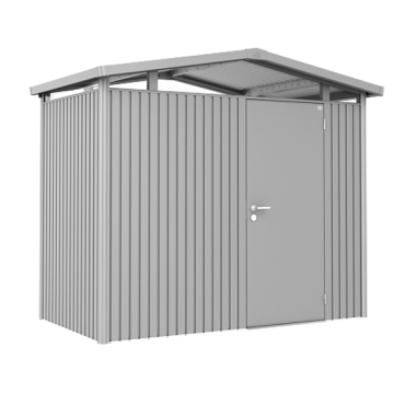 Berging Panorama Gr. P1 zilver metallic met standaard deur (273x158x227 cm) ~