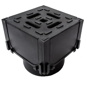 ACO Hexaline 2.0 hoek incl. zwart kunst. rooster met Ø110mm spie onderuitloop ~