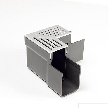 ACO Slimline hoek incl. RVS rooster (koppelstuk geint.) ~
