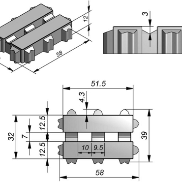 Grasslines Big 58x39x12 cm. Carbon Intense (enkel op bestelling 200 m²) ~