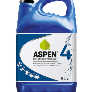 Aspen BLAUW 4 Alkylaatbenzine voor 4-tact motoren 5 ltr. kan ~