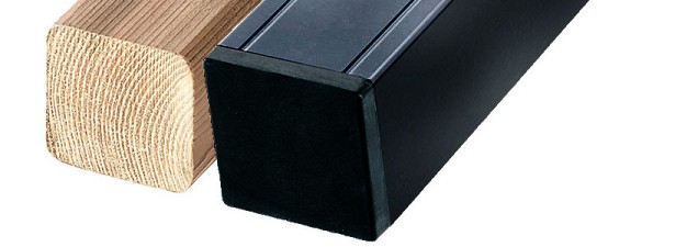 Aluminium paal met kap 68x68x2720mm met houten kern 2700mm [antra.gepoedercoat] bc ~